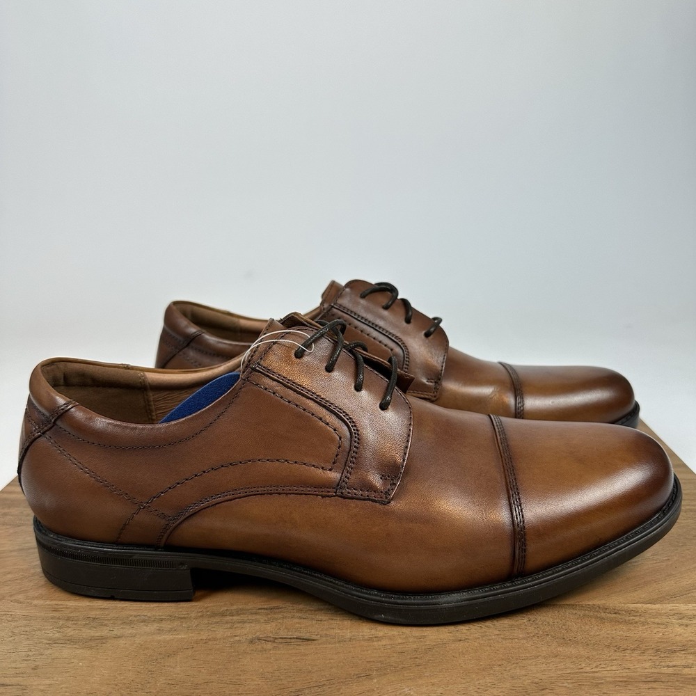 New Mens‎ Florsheim Finance Cap Toe Brown Leather Oxford Dress Shoes Size 12D
